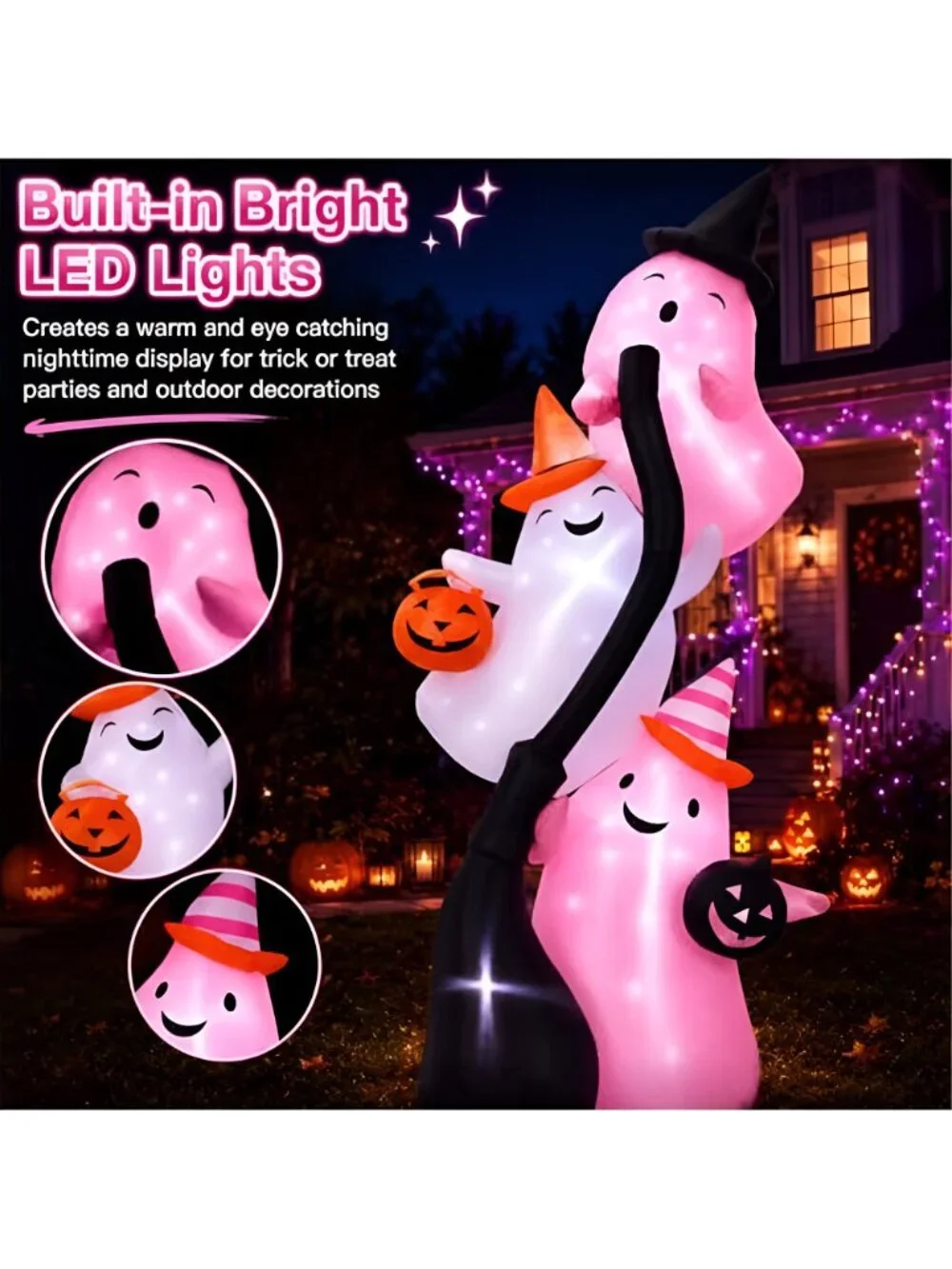 9.8 ft Pink Halloween Inflatable Ghost Outdoor Decoration